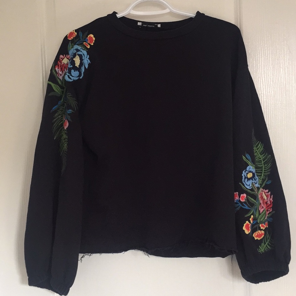 ZARA black embroidered sweater